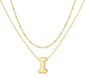 Initial 14K Gold Plated Necklaces for Women, Layered Bubble Letter A-Z Necklace Pendant Choker Necklaces for Women Trendy Monogram Name Necklace Personalized Jewelry for Women