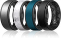 Egnaro Silicone Rings for Men 1/4/5/6/7 Multipack of Breathable Mens Silicone Rubber Wedding Rings Bands - Step Edge
