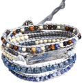 ZOSOJONA Women Handmade Boho Wrap Bracelets Natural Stone Variety Beads Strand Bracelet