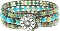 YGLINE Boho Handmade Natural Stone Bead 3 Row Wide Wrap Wrist Statment Bracelet Jewelry Collection