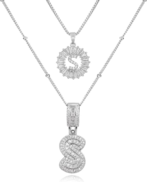 14K Gold Plated Alphabet Necklace Cubic Zirconia Letter Pendant, Personalized Name Jewelry Gift for Women, Customizable A-Z, Birthday/Mothers Day Gifts for Womens