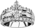 Houston Diamond District 2 to 5 Carat LAB GROWN DIAMOND Channel Set Baguette and Round Marquise Cut Diamond Engagement Ring (D-E Color VS1-VS2 Clarity)