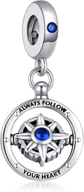Birthday Fashion Love Heart Dangle Charm 925 Sterling Silver Charms fits Bracelets and Necklace Pendant Bead Charms Jewelry Present for Women Family Friends