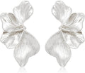Chunky Gold Statement Earrings For Women Gold Plated Sectored Flower Leaf Shell Angel Wing Earrings Trendy Boho Jewelry For Women Large Stud Earrings Hypoallergenic Earrings