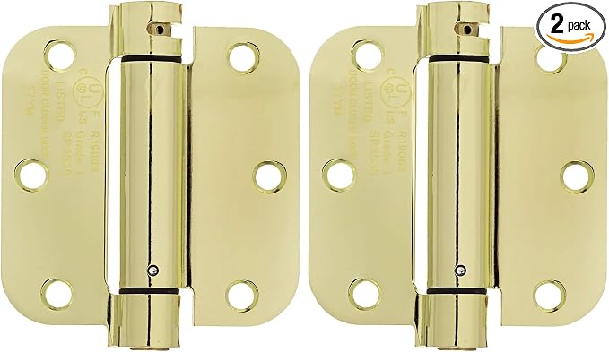 Amazon Basics Self-Closing Door Hinge, 3.5 Inch x 3.5 Inch, Polished Brass by AmazonBasics