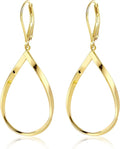ALEXCRAFT 925 Sterling Silver Teardrop Leverback Earrings for Women Trendy Waterdrop Drop Twisted Dangle Earrings Jewelry 14K Gold Plated Hypoallergenic Boho Leverback Dangle Earring