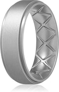 Egnaro Men's Rings 8.5mm Wide-2mm Thick Inner Arc Ergonomic Breathable Rubber Wedding bands-Hypoallergenic for Gym/Outdoor/Gift((1-7 Variety Pack with Half Size)