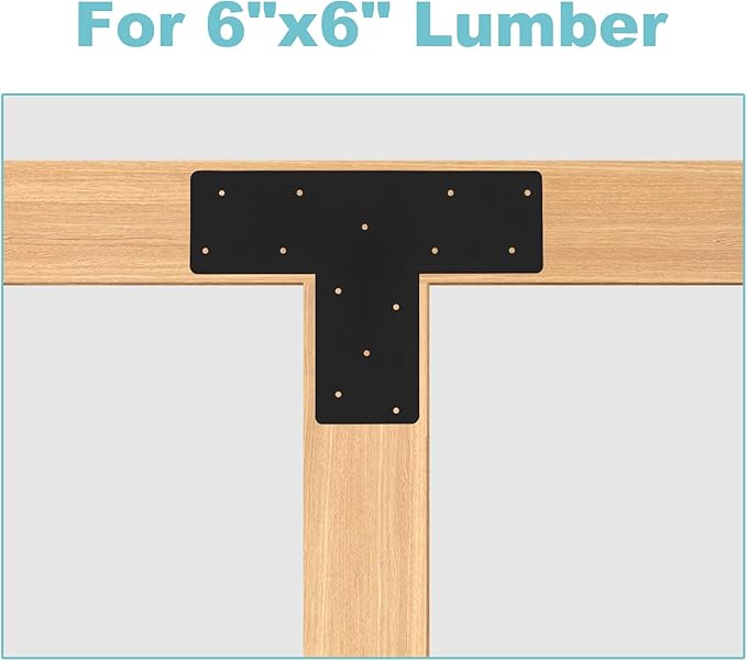 4 Pcs 16.9"x 5" T Post Bracket for Pergola | Mending Plate Fit 6x6|8x8 - Image 5
