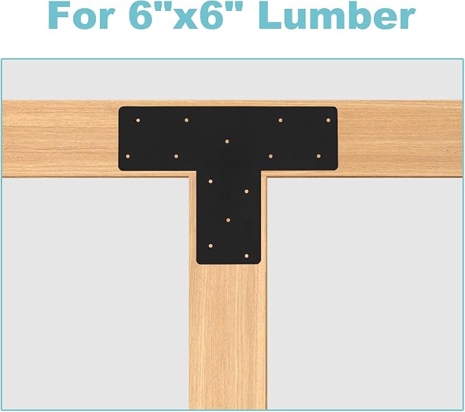 2 Pcs 16.9"x 5" T Post Bracket for Pergola | Mending Plate Fit 6x6|8x8 - Image 5