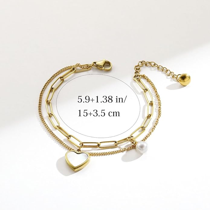Emibele Heart Charm Bracelet for Women, Bible Verse Bracelet Stainless Steel 18K Gold Plated Bracelet Love Pendant Link Chain OT Clasp, Birthday Christmas Jewelry Gift for Mother Her