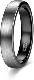 TRUMIUM 4mm 6mm 8mm Tungsten Rings for Men Women Engagement Wedding Band Brushed Black Comfort Fit Size 4-15