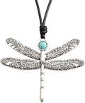 GelConnie Boho Necklaces for Women Vintage Silver Circles Long Pendant Necklace Cowgirl Sweater Necklace Adjustable Leather Choker Necklace for Women