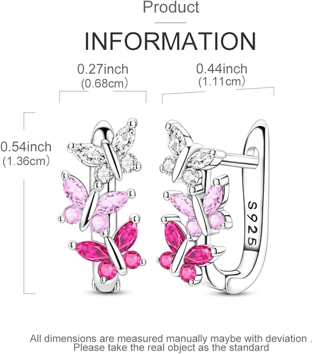 Parmuz 925 Sterling Silver Huggie Hoop Earrings Butterfly Posts Thick Chunky Hoops for Women Small Tiny cuff Cubic Zirconia Snake Heart Earring