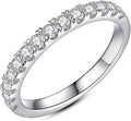 IMOLOVE Moissanite Wedding Band Wedding Rings for Women 925 Sterling Silver Rings with 18K White Gold Plated Eternity Stackable Engagement Ring Anniversary Band Size 3-12