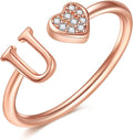 Valentines Day Gift Initial Rings for Teen Girls - S925 Heart Sterling Silver Rings for Teen Girls | 14K Gold/Rose Gold/Sterling Silver Plated Ring for Girls Kids Women Ring for Teenager Girls Gifts Adjustable, No Tarnish, Hypoallergenic