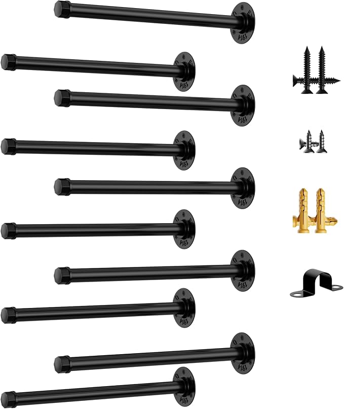 Pipe Shelf Bracket Set of 10 Floating Shelving Bracket 12 Inch | Heavy Duty - Image 9