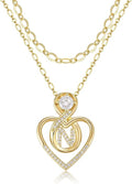 Heart Letter Necklaces for Women 14K Gold Plated Cubic Zirconia Heart Initial Layered Necklace Infinity Pendant Necklace Letter Initial Jewelry for Women
