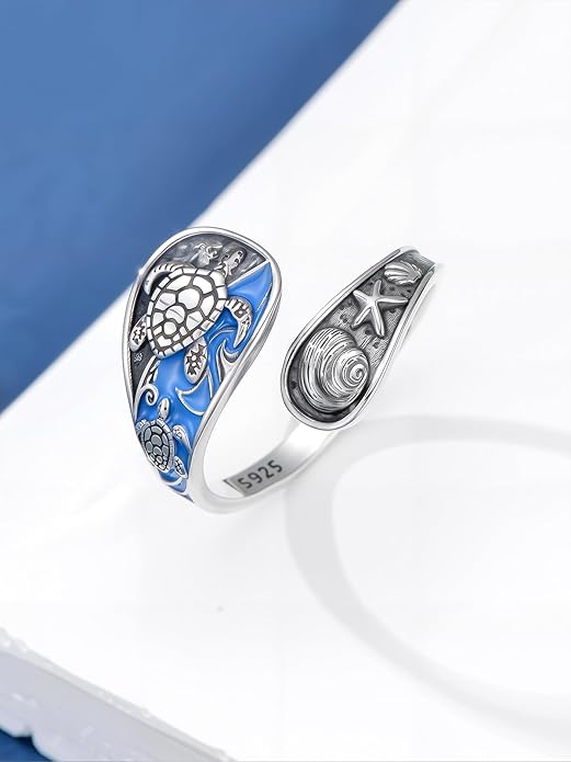 Midari Sun and Moon/Bee/Celtic/Life of Tree/Lotus Spoon Ring for Women 925 Sterling Silver Adjustable Ring Open Ring for Women Men Halloween Birthday Gift