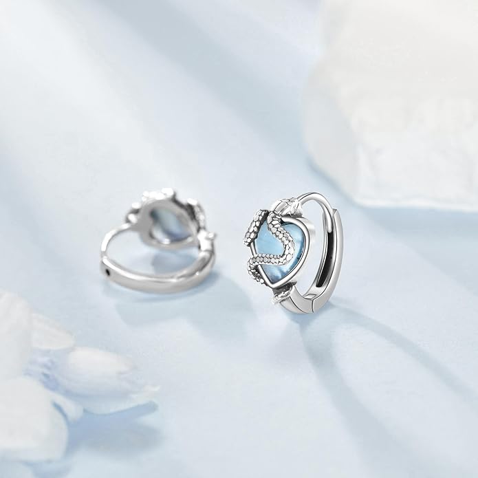Snake Earrings 925 Sterling Silver Snake Hoop Earrings Cat's Eye Animal Jewelry Gifts for Women