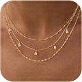 Layered Necklaces for Women, Dainty Gold Necklace Stack 14k Gold Plated Layering Cubic Zirconia Choker Necklaces for Women Trendy Simple Layered Gold Necklace Set Fashion Jewelry