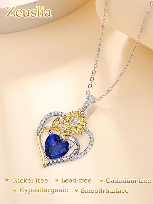 Valentine's Day Gifts for Wife 925 Sterling Silver Double Birthstone Pendant Necklaces I Love You for Always and Forever Necklace Anniversary Birthday Gifts for Wife Girlfriend Mom Her