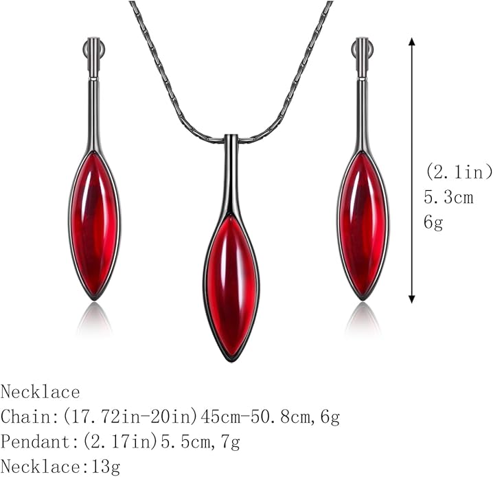 Red Jewelry Sets for Women Leaf Cat's Eye Stone Pendant Necklace and Earring Sets Dangling Sets Birthday Anniversary Wedding Mother’s Day Gifts for Women