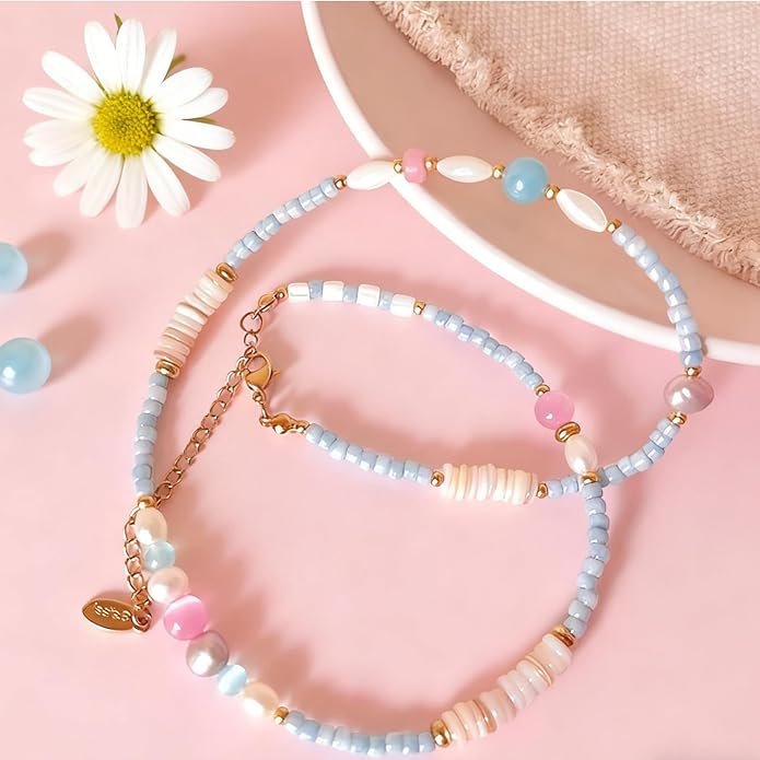 Boho Necklaces for Women, Vintage Pendant Necklaces Two Layers of Wear Choker, Adjustable Trendy Necklace Hippie Handmade Fashion Jewelry Accessories, Birthday Gifts