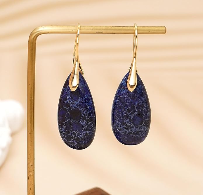 Natural Stone Earrings Waterdrop Stone Dangle Earrings for Women