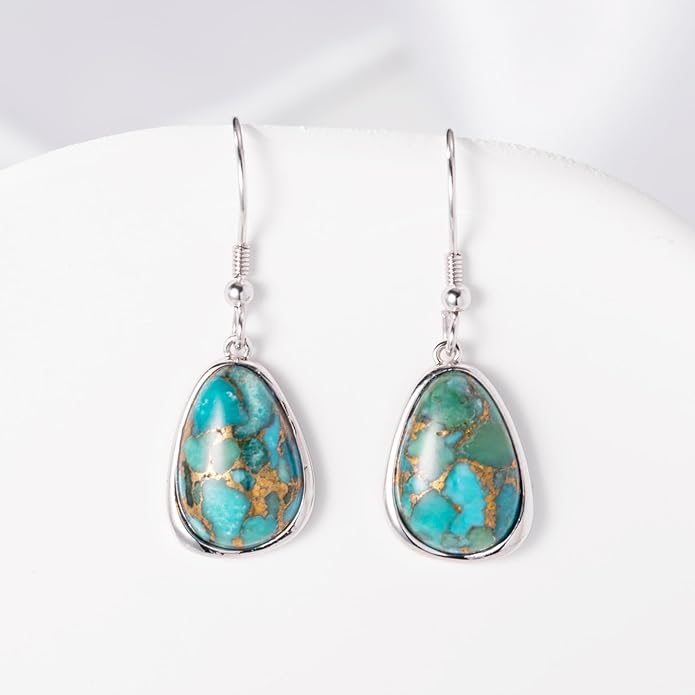 Turquoise Earrings for Women Western Jewelry for Women 925 Sterling Silver Dangle Drop Earrings Boho Western Vintage Jewelry for Gift