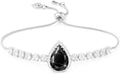 Linawe Crystal Imitation Diamond Rhinestone Charm Bracelets for Women, Gold/Silver/Rose Gold Adjustable Chain Bracelet, Teardrop Birthstone Cubic Zirconia Prom Costume Wedding Jewelry