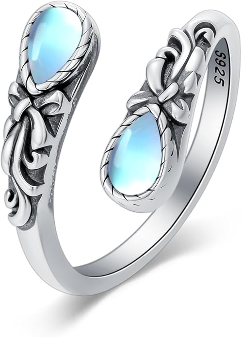 Dorunmo Spoon Ring 925 Sterling Silver Vintage Antique Spoon Rings Adjustable Size 8 Thumb Rings Western Jewelry Gifts for Women
