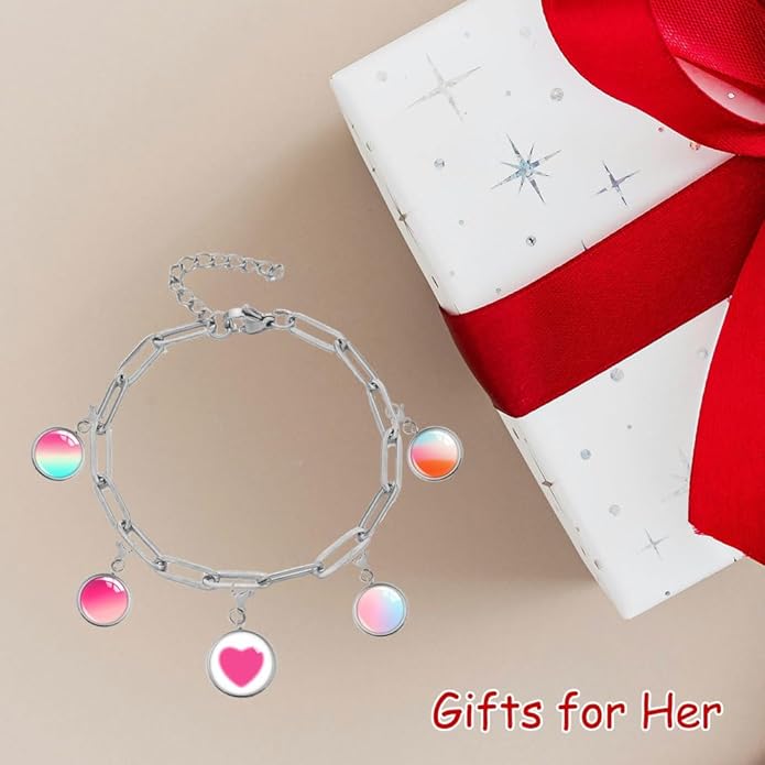 Charm Bracelet Box Set, 5 Interchangeable Charms and 1 Charm Bracelet