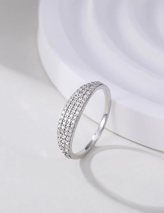 Mameloly Wedding Bands for Women 14K Gold Plated Slim Signet Ring Stackable Pave Cubic Zirconia Dainty CZ Engagement Rings for Her Size 3-12