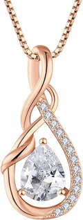 STARCHENIE Infinity Teardrop Pendant Necklace for Women 925 Sterling Silver Birthstone Jewelry