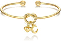 M MOOHAM Valentines Gifts for Her Teen Girls - Knot Initial Bracelets for Women Bridesmaids Proposal Gift Bridesmaid Gift Heart Initial Bracelet Friendship Bracelets Valentines Gifts for Women Sister