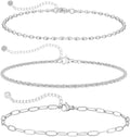 MIDEEO Gold/Silver Ankle Bracelets for Women,14K Gold Anklets for Women Waterproof Cuban Link Heart Beads Herringbone Rhinestone Anklets Set Layered Anklet Bracelets for Women Gold Jewelry Gift