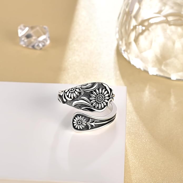 Spoon Ring for Women - Sterling Silver Thumb Vintage Antique Spoon Ring Boho Victorian Jewelry