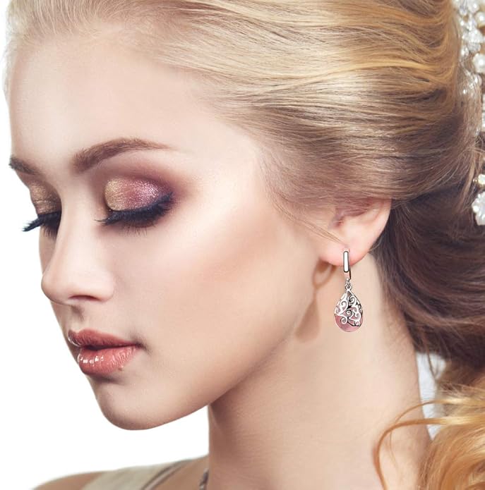 12 Pairs Teardrop Druse Crystal Drop Dangle Earrings for Women Cubic Zirconia Huggie Hoop Earring Jewelry Set Christmas Gifts