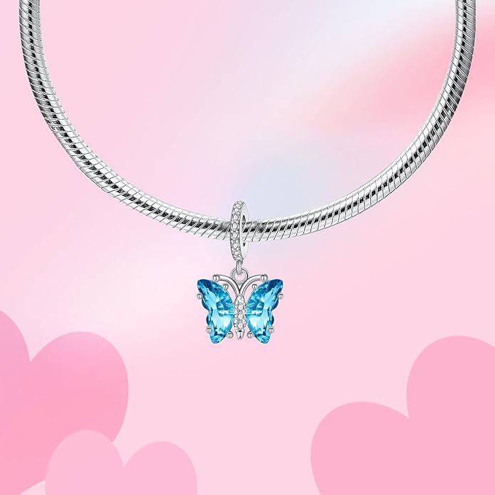 Birthday Fashion Love Heart Dangle Charm 925 Sterling Silver Charms fits Bracelets and Necklace Pendant Bead Charms Jewelry Present for Women Family Friends