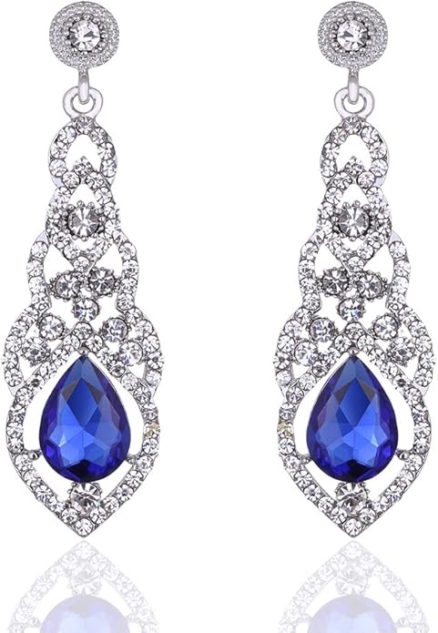 mecresh Women's Alloy Teardrop Crystal Chandelier Dangle Earrings
