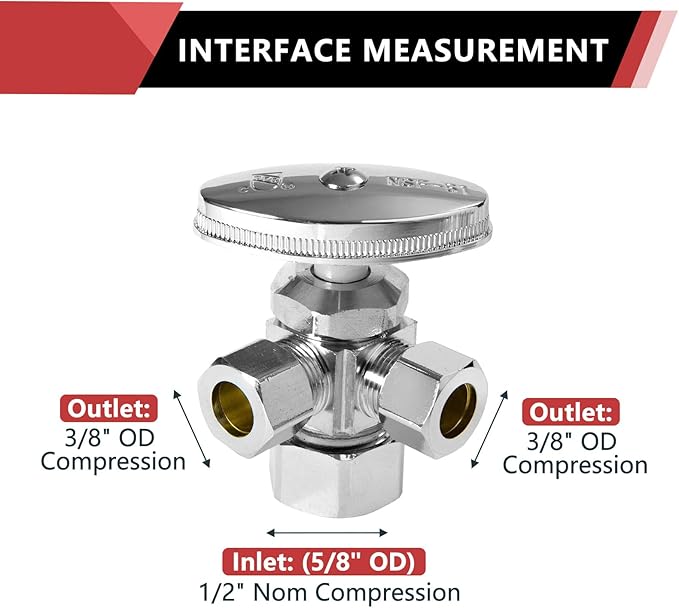10PCS EFIELD Dual Compression Outlet Multi-Turn Angle Stop Valve | 1/2" NOM x - Image 2