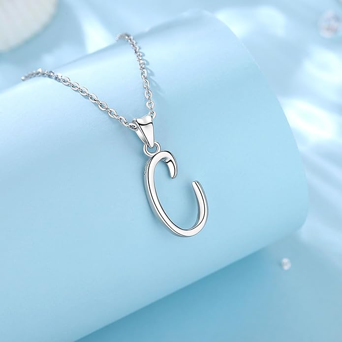 EUDORA Sterling Silver Initial Necklaces for Women, Classic 26 Letter Neckless Gifts for Girls, Sister, Mother Daughter, 18 inch Chain