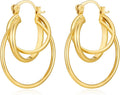 Layered Gold Hoop Earrings for Women 18K Gold Plated Triple Hoops Thin Intertwined Hoop Chic Statement Jewelry