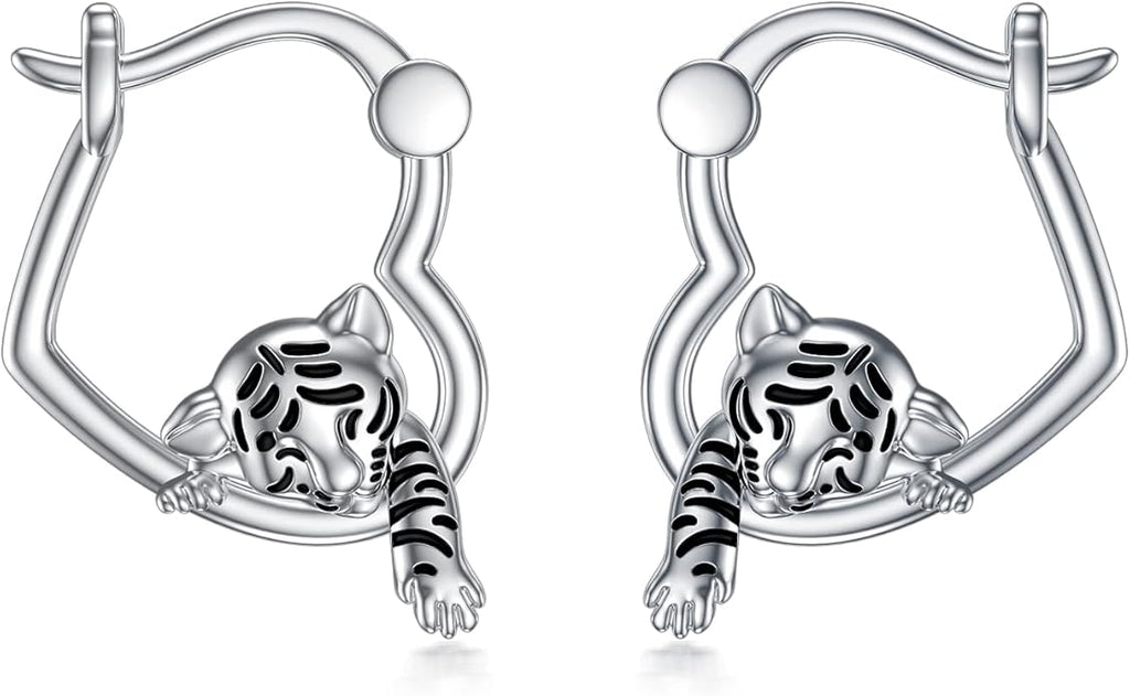 Hypoallergenic Earrings Rabbit Tiger Teddy Koala Puppy Panther Peacock Earrings Sterling Silver Animal Hug Hoop Earrings Jewelry Mothers Day Graduation Birthday Gifts for Women