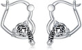 Hypoallergenic Earrings Rabbit Tiger Teddy Koala Puppy Panther Peacock Earrings Sterling Silver Animal Hug Hoop Earrings Jewelry Mothers Day Graduation Birthday Gifts for Women