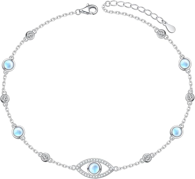 S925 Sterling Silver Ankle Bracelets Anchor/infinity/Starfish Anklet for Women Blue Opal Moonstone Anklet Foot Chain Beach Anklets Jewelry