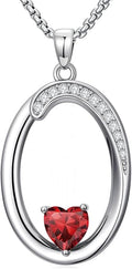 Valentines Day Gifts for Women Alphabet A to Z Initial Birthstone Pendant Necklaces for Women - 18k White Gold Plated Personalized Name Jewelry Valentine Mothers Day Birthday Gifts for Women Her Girlfriend