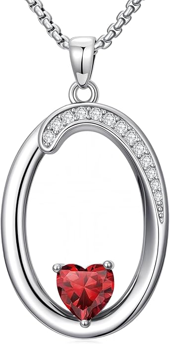 Valentines Day Gifts for Women Alphabet A to Z Initial Birthstone Pendant Necklaces for Women - 18k White Gold Plated Personalized Name Jewelry Valentine Mothers Day Birthday Gifts for Women Her Girlfriend