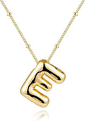 Inerney Valentines Day Gifts Gold Bubble Letter Necklace Initial Necklaces for Women, Chunky 14K Plated Balloon Initials, Trendy Charm Non Tarnish Custom Name Pendant Jewelry Gifts for Mom