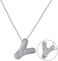 RWQIAN Letter Necklace for Women Bubble, Chunky Initial Alphabet A-Z Pendant Puffy Name Personalized Necklace Dainty Zircon CZ Fashion Jewelry Gifts for Girls Girlfriend